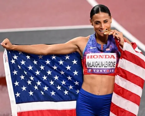 The American sprinter posts quickest female 400m in four decades to win gold medal